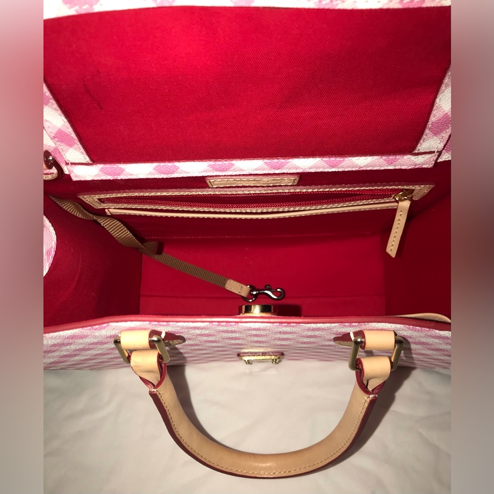 Dooney & Bourke Gingham II Janine Pink and White satchel Crossbody Bag - Picture 4 of 11